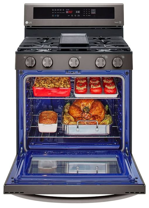 LG 5.8 Cu. Ft. PrintProof Black Stainless Steel Smart Wi-Fi Enabled True Convection InstaView Gas Range With AirFry - Image 9