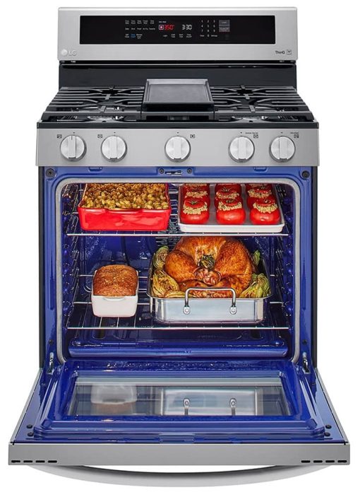 LG 5.8 Cu. Ft. PrintProof Stainless Steel Smart Wi-Fi Enabled True Convection InstaView Gas Range With AirFry - Image 9
