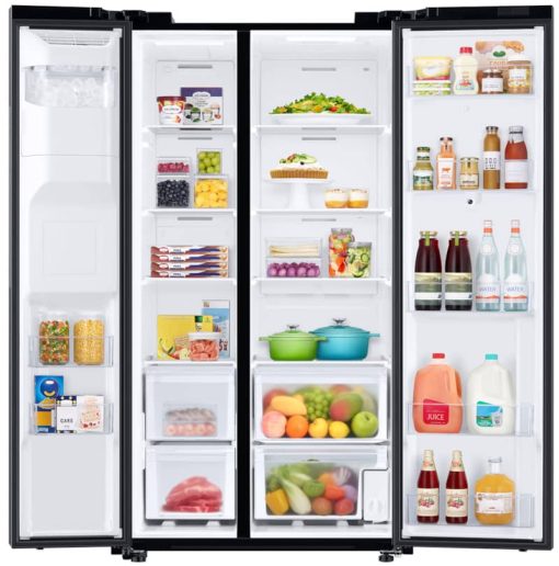 Samsung 26.7 Cu. Ft. Large Capacity Fingerprint Resistant Black Stainless Steel Side-By-Side Refrigerator With Touch Screen Family Hub - Image 2