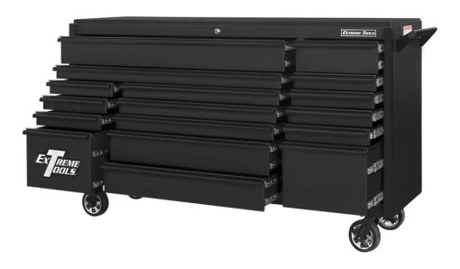 DX Series 72" 17 Drawer Deep Roller Cabinet - Matte Black with Black Trim - Image 2