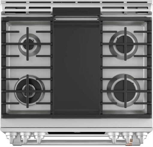 Cafe ADA 30" Stainless Steel With Brushed Stainless Smart Slide-In Front Control Dual-Fuel Double-Oven Range With Convection - Image 9