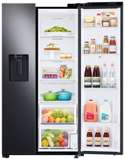 Samsung 21.5 Cu. Ft. Fingerprint Resistant Black Stainless Steel Counter Depth Side-By-Side Refrigerator With Touch Screen Family Hub - Image 3