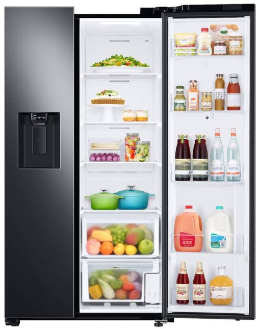 Samsung 26.7 Cu. Ft. Large Capacity Fingerprint Resistant Black Stainless Steel Side-By-Side Refrigerator With Touch Screen Family Hub - Image 4