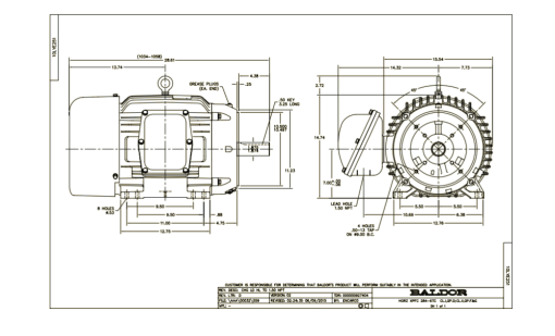 BALDOR CEM7058T 25//20HP, 1775//1475RPM, 3PH, 60//50HZ, 284T Explosion Proof Motor - Image 3