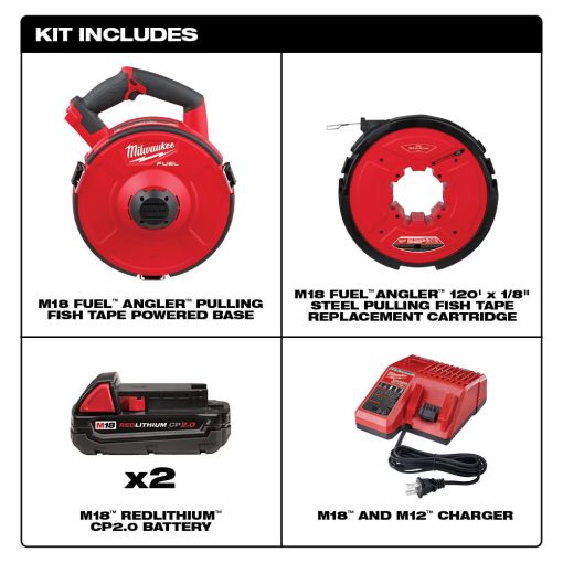 M18 FUEL™ Angler™ 120' Steel Pulling Fish Tape Kit - Image 2
