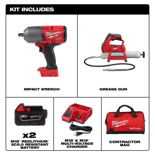 Milwaukee M18 FUEL HTIW with Grease Gun Kit - Image 2