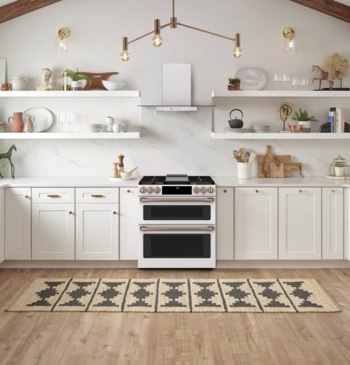 Cafe ADA 30" Matte White With Brushed Bronze Smart Slide-In Double Oven Gas Range With Convection - Image 10