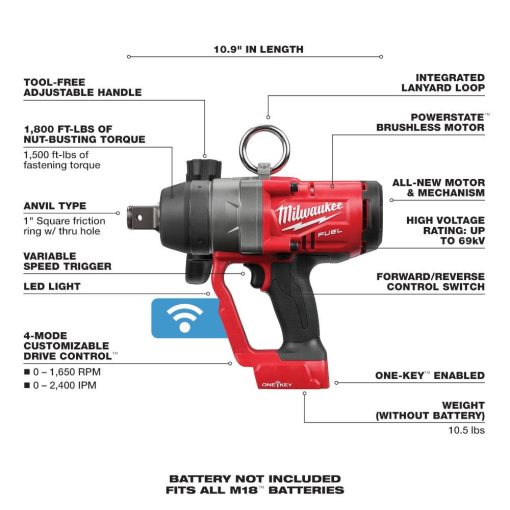 M18 FUEL™ 1 in. HTIW with ONE-KEY™-Reconditioned - Image 3