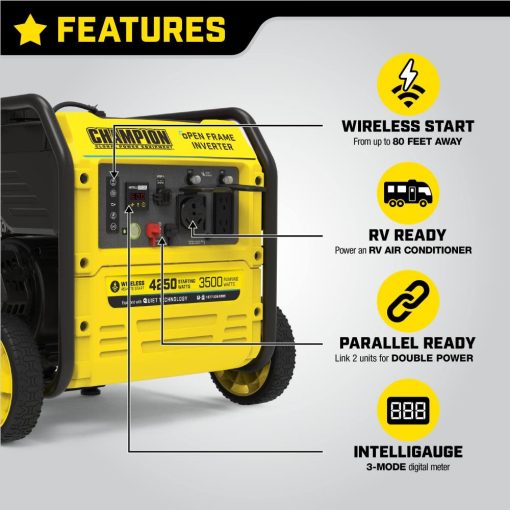 Champion 4250-Watt Wireless Remote Start Open Frame Inverter Generator with Quiet Technology - Image 5