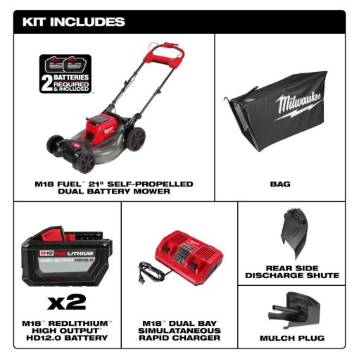 Milwaukee M18 FUEL 21" Lawn Mower Kit & String Trimmer with QUIK-LOK Attachment Capability Bundle - Image 6