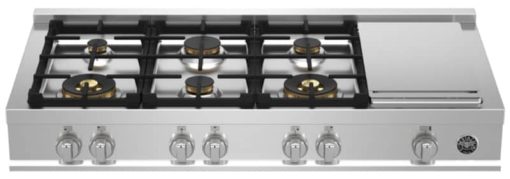 Bertazzoni Master Series 48" Stainless Steel Gas Rangetop With 6 Brass Burners And Electric Griddle
