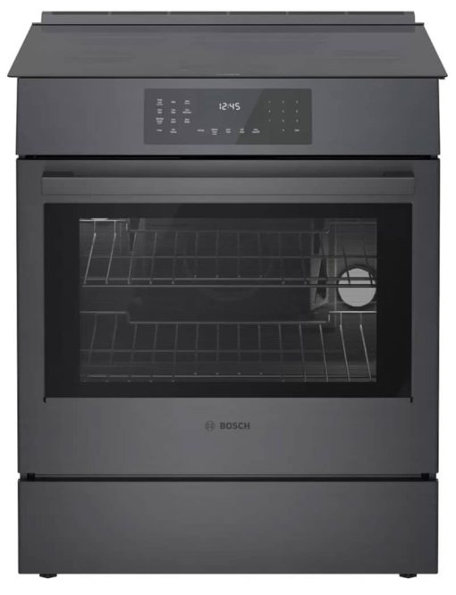 Bosch 800 Series 30" Black Stainless Steel Industrial Style Slide-In Induction Range