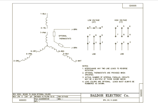 Baldor EM7044T 5//3HP, 1750//1450RPM, 3PH, 60//50HZ, 184T, 3 Motor - Image 3