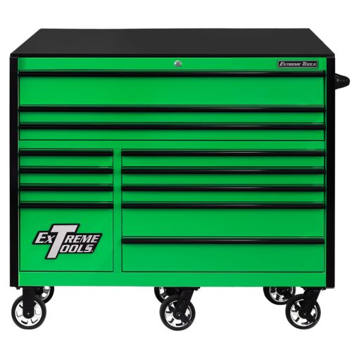 Extreme Tools 55" Green Roller Cabinet with Black Drawer Pulls - Image 2