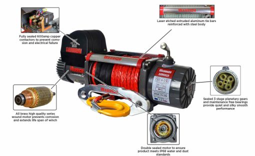 DK2 Samurai Winch Short Drum 9500lb with Synthetic Rope - Image 2