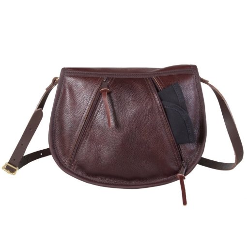 3 Liter Capacity Brown Pebbled Leather Conceal & Carry Shell Purse - Image 3