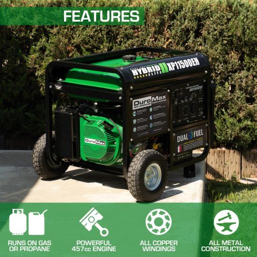 DuroMax Generator Electric Start Dual Fuel Hybrid Portable 11500Watt 457cc - Image 3