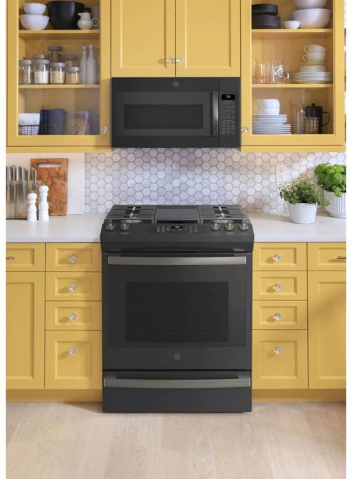 GE ADA 30" Black Slate Slide-In Front Control Convection Gas Range With No Preheat Air Fry - Image 6