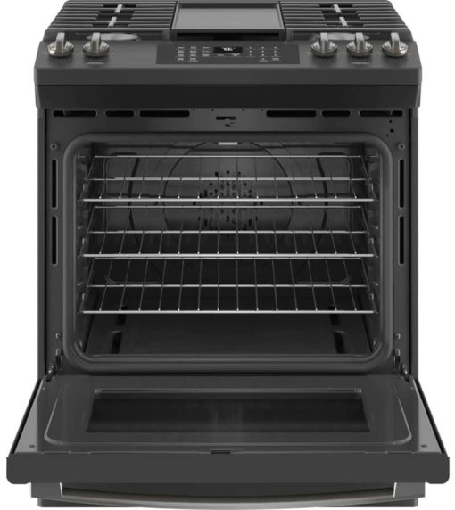 GE ADA 30" Black Slate Slide-In Front Control Convection Gas Range With No Preheat Air Fry - Image 2