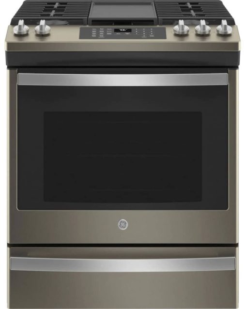 GE ADA 30" Slate Slide-In Front Control Convection Gas Range With No Preheat Air Fry