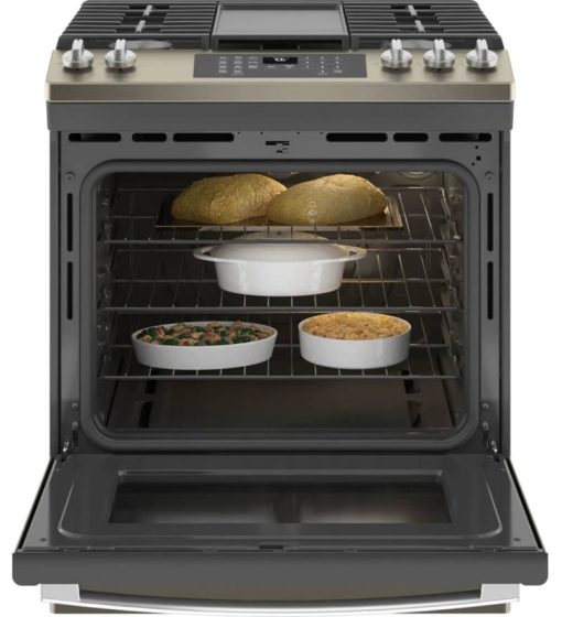 GE ADA 30" Slate Slide-In Front Control Convection Gas Range With No Preheat Air Fry - Image 3