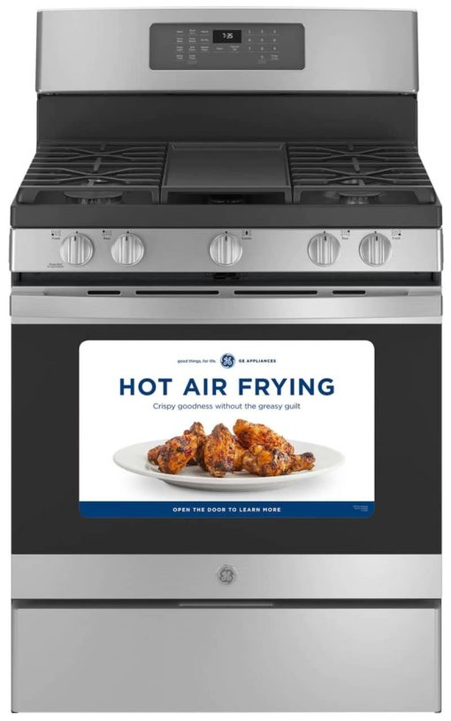 GE 30" Stainless Steel Freestanding Gas Convection Range With No Preheat Air Fry - Image 7