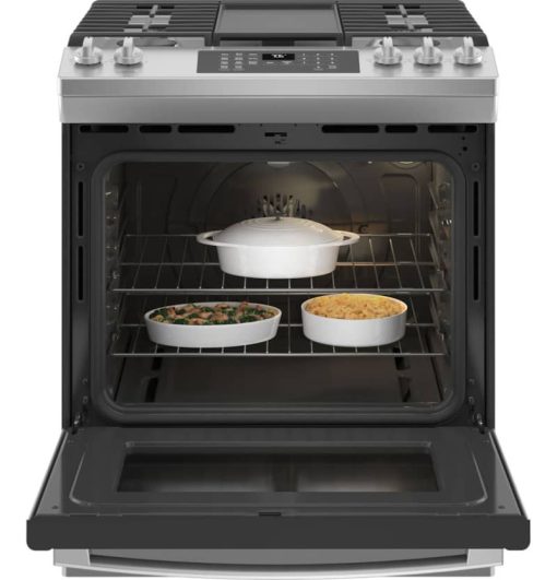 GE ADA 30" Stainless Steel Slide-In Front Control Convection Gas Range With No Preheat Air Fry - Image 3