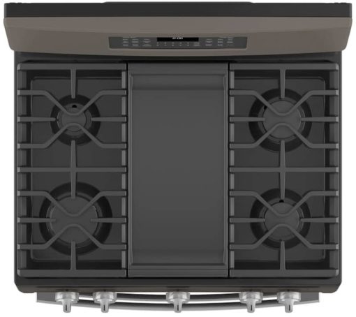 GE 30" Fingerprint Resistant Slate Freestanding Double Oven Convection Gas Range - Image 4