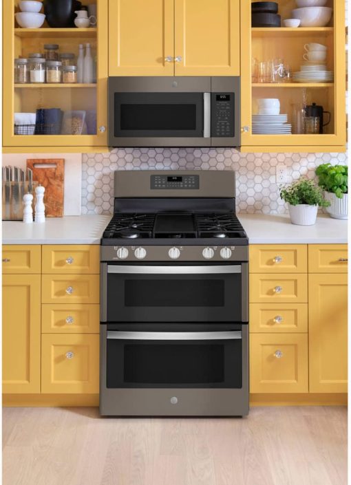 GE 30" Fingerprint Resistant Slate Freestanding Double Oven Convection Gas Range - Image 6