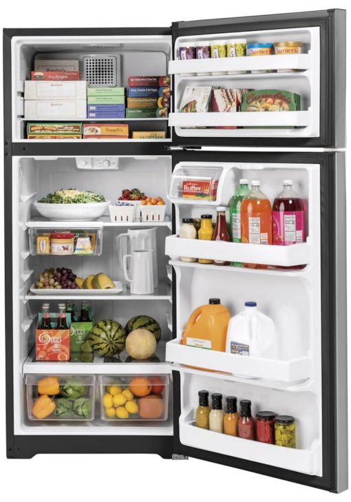 GE 17.5 Cu. Ft. Fingerprint Resistant Stainless Steel Garage Ready Top Freezer Refrigerator - Image 3
