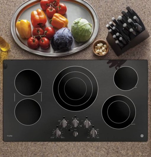 GE Profile ADA 36" Black Stainless Knob Control Electric Cooktop - Image 3