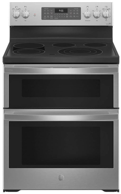 GE Profile 30" Fingerprint Resistant Stainless Steel Smart Electric Double Oven Convection Range With No Preheat Air Fry