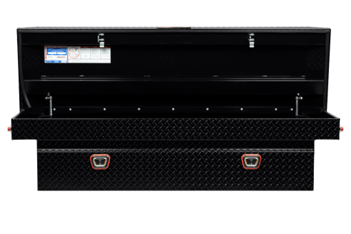 Weather Guard Saddle Truck Tool Box Aluminum Full Standard Gloss Black - Image 2