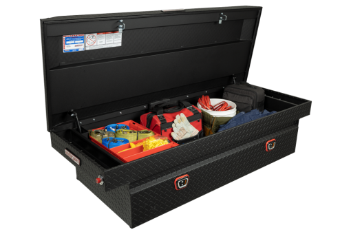 Weather Guard Saddle Truck Tool Box Aluminum Full Extra Wide Textured Matte Black - Image 9