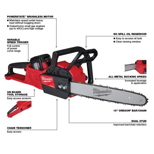 Milwaukee M18 String Trimmer Kit & 16" Chainsaw Kit with XC 6Ah Battery Bundle - Image 2