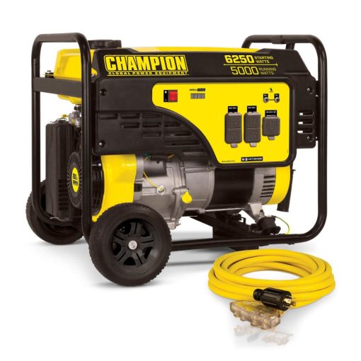 Champion 5000-Watt Portable Generator with Wheel Kit and Extension Cord