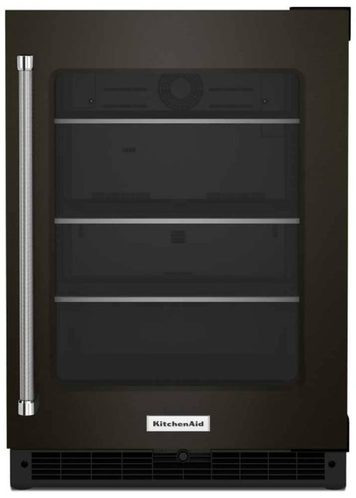 KitchenAid 24" PrintShield Black Stainless Frame Right-Hinge Undercounter Refrigerator With Shelves With Metallic Accents