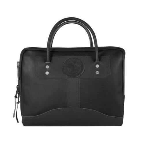14 Liter Capacity Black Traveler's Medium Pebbled Leather Briefcase