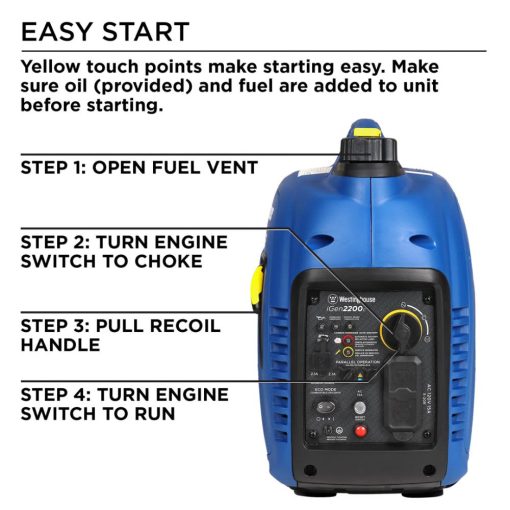 Westinghouse Inverter Generator with CO Sensor Portable Gas Powered 2200 Watt - Image 7