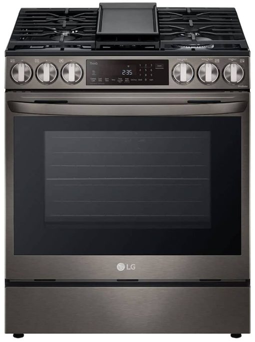 LG 6.3 Cu. Ft. PrintProof Black Stainless Steel Smart Wi-Fi Enabled ProBake Convection Slide-In Dual Fuel Range With Air Fry