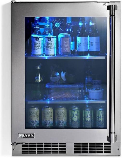 Lynx 24" Stainless Glass Left-Hinge Outdoor Refrigerator