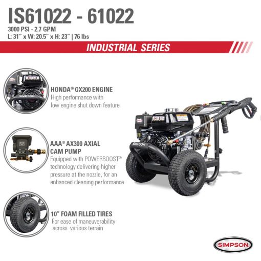 Industrial Pressure Washer 3000PSI 2.7GPM - 50 State Certified - Image 2
