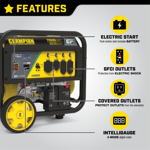Champion Portable Generator with Electronic Fuel Injection Technology & CO Shield 9200Watt - Image 8