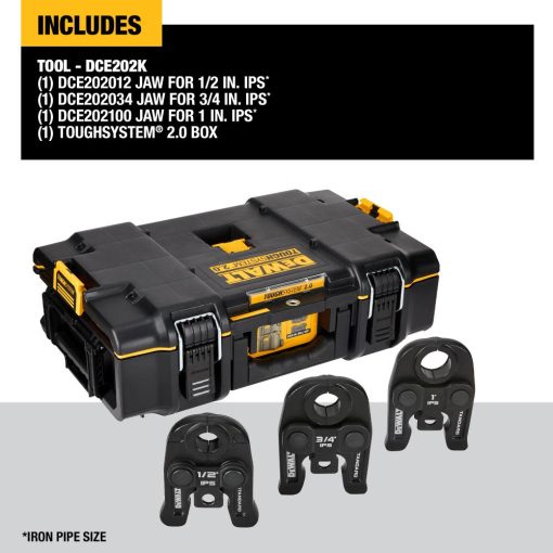 DEWALT 1/2" to 1" Standard IPS Press Jaws Kit with Toughsystem 2.0 Tool Box - Image 4