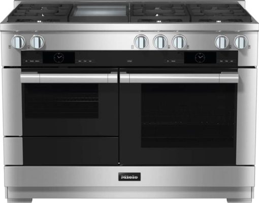 Miele HR 1956-3 G DF GD M Touch 48" Clean Touch Steel Natural Gas Dual Fuel Range With Griddle