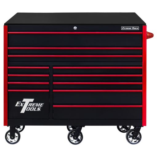 Extreme Tools 55" Black Roller Cabinet with Red Drawer Pulls - Image 2