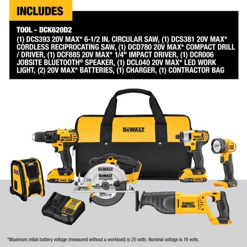 DEWALT 20 V MAX Compact 6 TOOL Combo Kit - Image 2