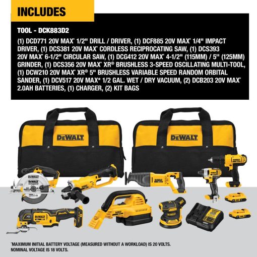 DEWALT 20V 8 Tool Combo Kit - Image 2