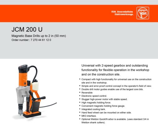JCM 200AUTO SLUGGER Magnetic Drill 2 In. Capacity - Image 4