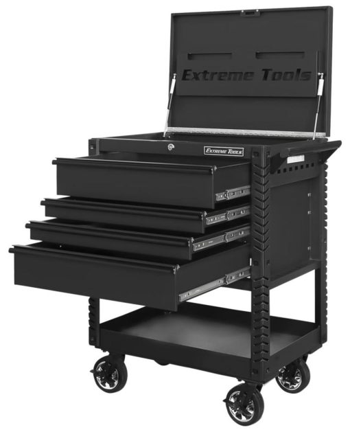 33" 4 Drawer Deluxe Tool Cart with Bumpers, Matte Black with Black Drawer Pulls - Image 2